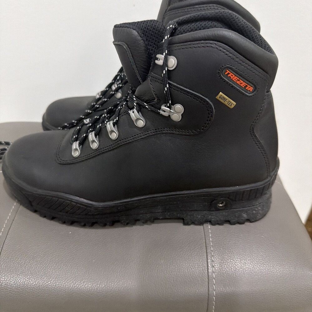Trezeta Black Leather Gore-Tex  Hiking Boots With Studs Men's 9.5
